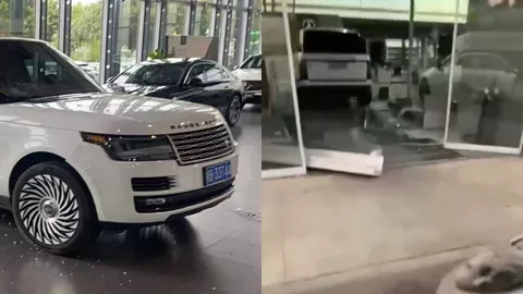 柳州路虎撞4S店