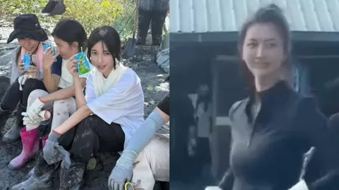 台湾花莲溃坝洪灾官兵摆拍