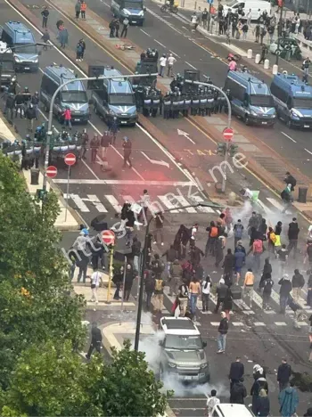 米兰抗议冲突现场